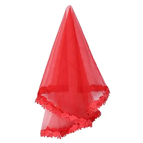 Produktbild: GALPADA Brautschleier Tulle Veil Kurzer Hochzeitsschleier Bachelorette- Schleier Kurze Hochzeitsschleier Roter Hochzeitsschleier Bodenlanger Schleier Kurzer Schleier Zubehör Braut Kleid