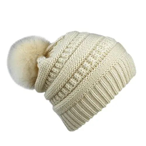 Produktbild: GALPADA Warme Strickmütze Für Damen Strickmütze Für Damen Stilvolle Beanie-kappe Plüsch-kopfbedeckung Einheitsgröße