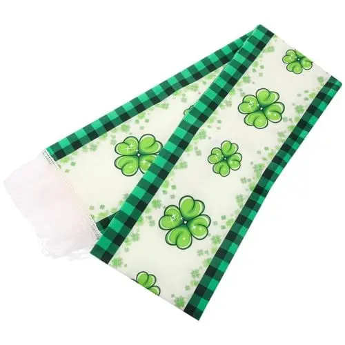 Produktbild: GALPADA Grüner Kleeblattschal Mit Quaste Kariert Lange Schals Gitterwickel Weicher Polyester-Winterschal Outdoor-Gartenflagge St. Patricks Day Kostümzubehör Für Männer Und Frauen
