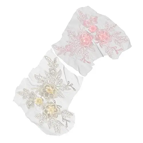 Produktbild: GALPADA Hochzeitssticker Handmade Aufkleber 2-Teiliges Abendgarderobe Kostüm Rosa Für Jeans Kleidung Trimmung Bunt Guipure Auf Kleidungsstück Schuhe Aufnäher Verziert Mit Handmade Aufkleber