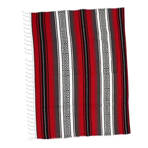 Produktbild: GALPADA Jacquard Schalmatte Decke werfen gesteppt Leicht Rot Trainieren Pilates Stoff Yoga -Decke Abdeckung Baumwolle gewebte Decke Sofa -Decke Blended Cape mexikanische Decke Kaffee