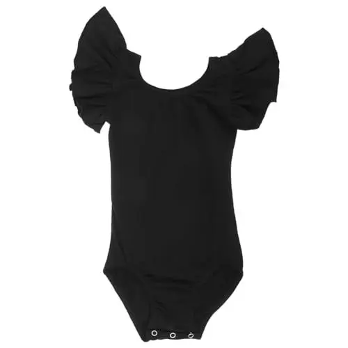 Produktbild: GALPADA Mädchen Kurzarm Leotard Schwarz Atmungsaktive Und Bequeme Ballett Und Gymnastikbekleidung Für Tanztraining Und Aufführungen
