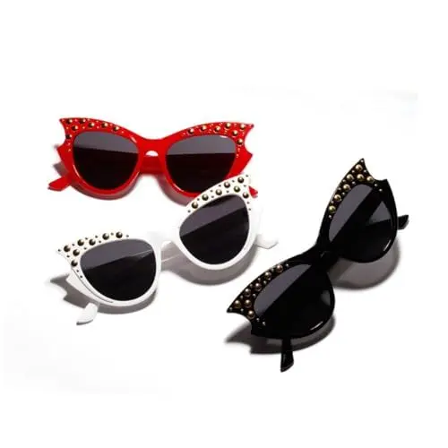Produktbild: GALPADA Niet Sonnenbrille Strandsonnenbrille Für Damen Sonnenbrille Rund Runde Sonnenbrille Für Damen Strand Sonnenbrillen Für Damen Luxusmode-sonnenbrille Gläser Fräulein Rot