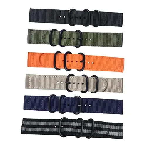 Produktbild: GALPADA Nylon-uhrenarmband Strapazierfähiges Austauscharmband Für Uhren Glatte Textur Edelstahlverschluss Schwarz