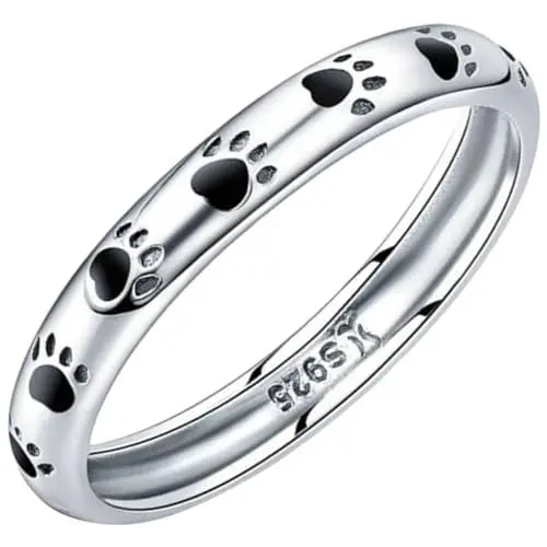 Produktbild: GALPADA Ring Katze Ringe Paar Ring Mit Pfoten Druck Costumes Fancy Dress Weihnachtsgeschenke Wedding Present Agn Ringe Herrenring Hund Pfotenring Ring Koreanische Mode Silberring Liebhaber S925 Silber