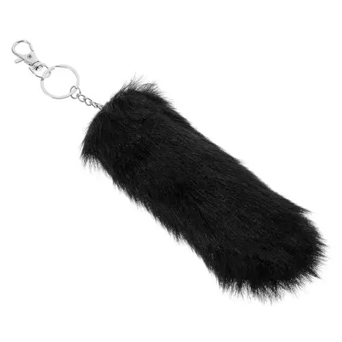 Produktbild: GALPADA Schwarzer Künstlicher Fuchsschwanz-Anhänger Flauschiger Tierschwanz-Fell-Schlüsselanhänger 2 Stück Schlüsselanhänger In Schwanzform Flauschiger Schlüsselanhänger Flauschiger