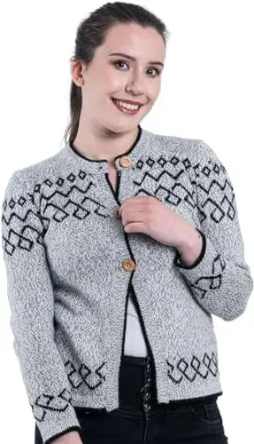 Produktbild: Gamboa Alpaka Cardigan Damen Mädchen Strickjacke Pullover Herbst Winter Sweater