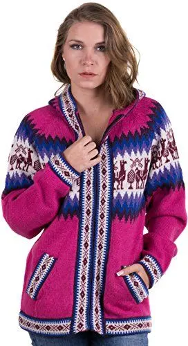 Produktbild: Gamboa - Alpaka Strickjacke für Damen - Alpaka Kapuzenpullover,Rosa, M