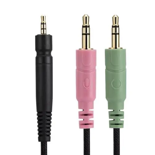 Produktbild: GAME ONE GAME ZERO PC 373D GSP 350 Ersatz-Audiokabel, kompatibel mit Sennheiser-Kopfhörern, 3,5 mm auf 2,5 mm Stereo-Klinkenstecker, 2 Meter, kein Inline-Mikrofon/Fernbedienung, Schwarz