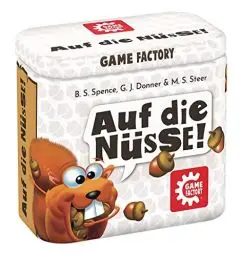 Produktbild: Game Factory 646273 Auf die Nüsse, das knackige Würfelspiel, Mini-Spiel in handlicher Metalldose, Reisespiel, für Erwachsene und Kinder ab 8 Jahren