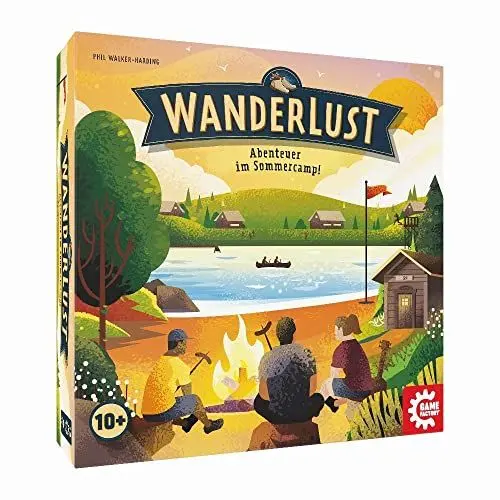 Produktbild: Game Factory 646313 Wanderlust, Abenteuer im Sommercamp, Familienspiel ab 10 Jahren, für 2 bis 4 Spieler, Deckbuilding, Brettspiel