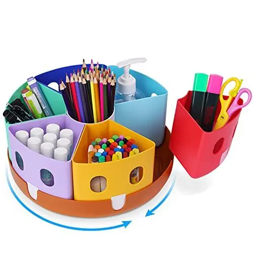 Produktbild: GAMENOTE Rotierende Stiftehalter Schreibtisch Organizer - Kinder Behälter zum Aufräumen und Aufbewahren, Drehbare Ablage für Bürobedarf Schulbedarf liefert Handwerk
