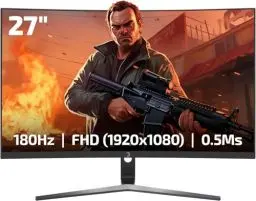 Produktbild: GAMEPOWER Vivid T50 Curved Gaming Monitor – 27 Zoll 180Hz Full HD 1080P VA-Gebogen-Display, 0,5ms HDR, Rahmenloser PC-Bildschirm mit FreeSync & G-Sync, 125% sRGB, Integrierte Lautsprecher