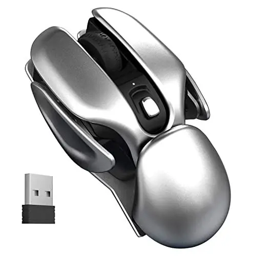 Produktbild: GameXtrem Kabellose Maus, 2,4 GHz mit USB-Nano-Empfänger, 36 Monate Lebensdauer, 1000 DPI Optical Tracking, beidhändig, kompatibel mit PC, Laptop, grau