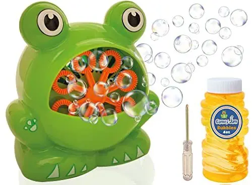 Produktbild: Gamez Jam Frog Seifenblasenmaschine für Kinder Kleinkinder Babys Haustiere Batterie betriebenes Bubble Gerät mit Lösung Indoor Outdoor Party Geschenk