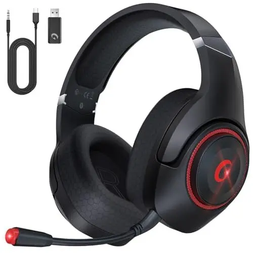 Produktbild: Gaming Headset, 2.4GHz USB Wireless Gaming Headset für PS5/PS4/PC/MAC, Gaming-Kopfhörer mit abnehmbarem Mikrofon, ENC Noise Cancelling, Bluetooth 5.2, 40H Battery, 3.5mm Wired für Xbox Series Headset