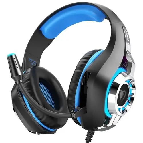 Produktbild: Gaming Headset für PS4 PS5 PC Xbox Series, 3.5 mm Deep Bass Stereo Surround Sound PS4 Headset mit Noise Cancelling Mikrofon für Laptops, Tablets, Mac