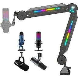 Produktbild: Gaming Mikrofon Arm mit RGB Licht TONOR Mikrofonarm Leuchten Touch verstellbar, Mikrofonhalter mit 11 Lichteffektmodi für Gamer kompatibel mit HyperX QuadCast Blue Yeti Rode Elgato u.a. Microphone T90