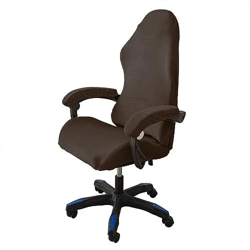 Produktbild: Gaming Stuhl Bezug Samt Gamingstuhl Bezüge 4 Stück,Stuhlhussen mit Armlehnen Stuhlrücken Bezug Bürostuhl Bezug,Dehnbare Abnehmbar Waschbar für Computerstuhl Gamning-Stuhl,Kein Stuhl - Dark Coffee