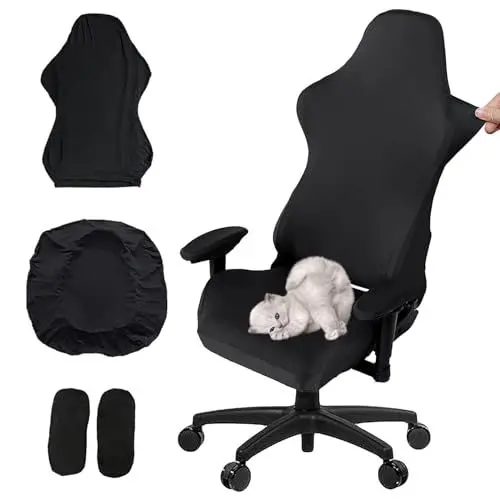 Produktbild: Gaming Stuhl bezug - gamingsthuhl 4Stück bürostuhl mit Armlehnen/stuhlrücken bezug/sitzbezug bürostuhl, für Computer stühle/dx Racing/pc sitzbezug Stuhl-kein Stuhl, Schwarz by OxiMet