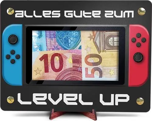 Produktbild: Gaming Zimmer Deko - XL Geldgeschenk aus Holz inkl. Ständer | Gaming Deko, Gamer Deko, Geschenk Junge, Geschenke für Männer, Gaming, Gaming Geschenkideen, Zocker Geschenk, Geldkarte