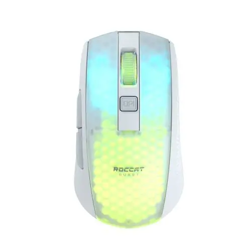 Produktbild: Roccat Burst Pro Air - leichte, symmetrische, kabellose, optische RGB-Gaming-Maus mit Optical Owl-Eye Sensor mit 19.000 DPI, optischen Tasten-Switches, Titan Mausrad, 81 Gramm Gewicht, weiß