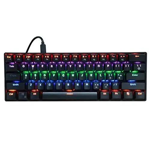Produktbild: Gaming-Tastatur 61 Tastatur Kabelgebundene mechanische Tastatur LED-beleuchtete Gaming-Tastatur mit blauem Schalter für Computer
