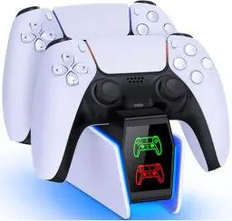 Produktbild: GAMSINGY PS5 Controller Ladestation, PS5 Zubehörsets Ladestation für Dualsense Wireless/Edge Controller, Ladestation für Playstation 5 Controller mit 2Std Schnelllade/Cooles RGB Licht
