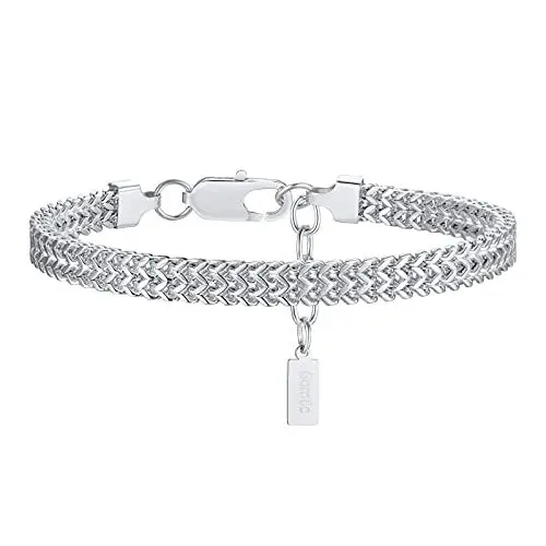 Produktbild: Gamtic Armband Herren Armkette Edelstahl - Armbänder Armkette Silber Schwarz Gold Edelstahl Armbänder Panzerkette HerrenarmbänderGeschenke für Männer, Verstellbar 21.5cm-25cm (Silber)