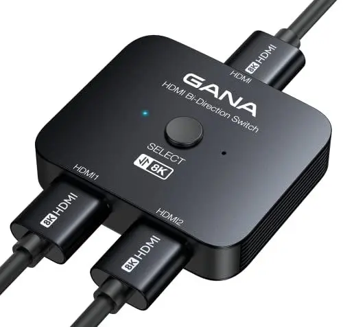 Produktbild: GANA 8K HDMI Splitter, HDMI 2.1 Switch Ultra HD 48Gbps Aluminium Bidirektional HDMI Switch 2 In 1 Out oder 1 In 2 Out HDMI Switcher, HDMI Verteiler Unterstützt für TV/PS5/Xbox