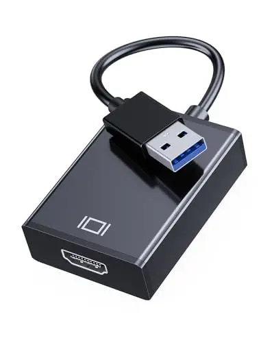 Produktbild: GANA USB zu HDMI Adapter, USB 3.0/2.0 zu HDMI Audio Video Adapter, HD 1080P Video Grafikkabel Konverter für PC, Laptop HDTV TV kompatibel mit Windows XP/10/8/7 - Schwarz