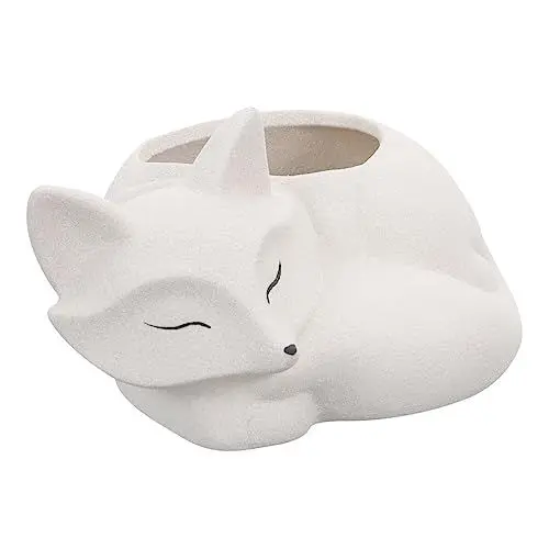 Produktbild: GANAZONO 1stk Fuchs Blumentopf Saftiger Behälter Fuchs Sukkulenten Töpfe Pflanzentopfhalter Kaktustopf Katze Pflanzer Gartenhaus Blumentopf Bonsai-pflanzentopf Keramik Weiß Kräuter