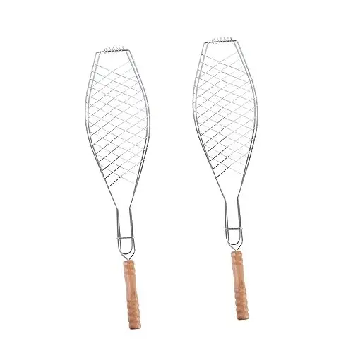Produktbild: GANAZONO 2 Stk Grill Fischregal Grillfisch Ra Fischgrillhalter Fischgrillgestell Für Grill Grillkorb Aus Edelstahl Grill Fischhalter Grillwerkzeug Für Camping Kb Eisennetz Metall Einfach