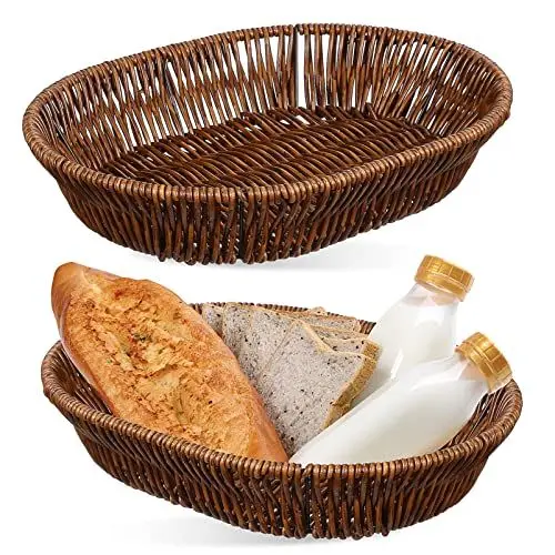 Produktbild: GANAZONO 2 Stücke Geflochten Brotkorb Geschenkkörbe Lebensmittel Ablagekorb Bin Für Küche Restaurant Herzstück Display Weihnachtsgeschenke