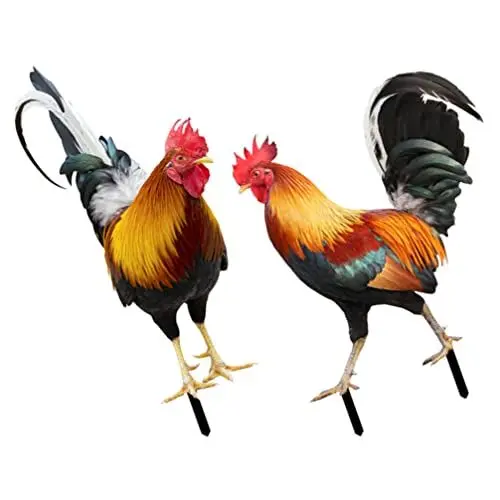 Produktbild: GANAZONO 2st Hahn-Garten-Dekoration Eingefügtes Hahnendekor Hühnerhofkunst Metall Pfahl in Hahnform Bauernhoftier Hühnergartenpfahl Hahn-Rasen-Kunst Logo Acryl Draussen 3D Erdungsstecker