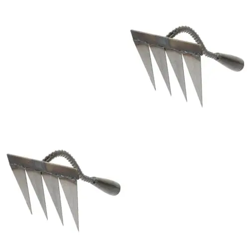 Produktbild: GANAZONO 2st Unkraut Jäten Gartenrechen Gartenerde Rechen Grabgabel Gartenfräse Tragbare Grassichel Mini-handrechen Grenzgabelung Laubrechen Für Mäher Multifunktion Heu Stahl