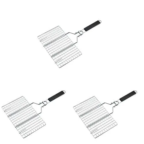 Produktbild: GANAZONO 3 Stk Abnehmbares Grill Netz Grillkorb Zum Grillen Bbq-grillkorb Grillrost Grilldraht Grillrost Aus Edelstahl Grillkorb Mit Griff Bbq-tool Ofen Gegrillten Fisch Rostfreier Stahl