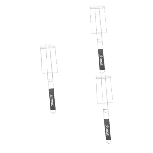 Produktbild: GANAZONO 3 Stk Wurst Bbq Mesh Fischkorb Grillkorb Aus Draht Barbecue-fisch-grillkorb Griff Grillkorb Grillrost Einfacher Grill Grillnetz Mit Griff Faltbar Edelstahldraht Gegrilltes Gemüse
