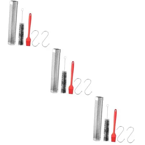 Produktbild: GANAZONO 3 Stück 304 Rauchrohr Aus Edelstahl Holzkohlegrills Räucherrohr Für Gasgrill Tragbarer Holzkohlegrill Rohr Für Pelletgrill Grillbürste Grillzubehör Diamant Silikon Grillnetz