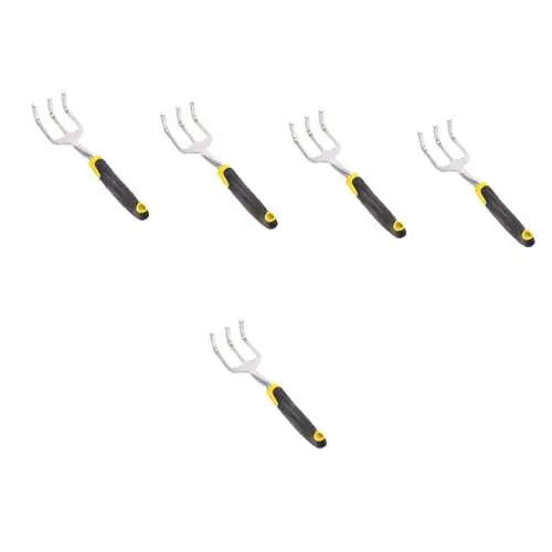 Produktbild: GANAZONO 5st Gartenfräse Werkzeug Grabber Reacher-Tool Gartenrechen Für Blätter Kleiner Rechen Für Blumenbeete Grubber Handrechen Klauenhacker 3-Punkt-rechen Rostfreier Stahl Gummi