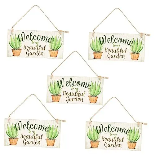 Produktbild: GANAZONO 5st Holzschild Für Den Garten Außendekoration Wanddekoration Schild Für Haustür Zeichen Im Freien Schild Zum Aufhängen An Der Gartentür Türdekoration Haushalt Hänge Karte Hölzern