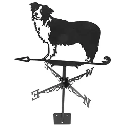 Produktbild: GANAZONO Hund Wetterfahne Metall Wetterhahn Windrad Windrichtungsanzeiger Weathervane für Zuhause Garten Terrasse Hof Dach Garten Dekoration Schwarz