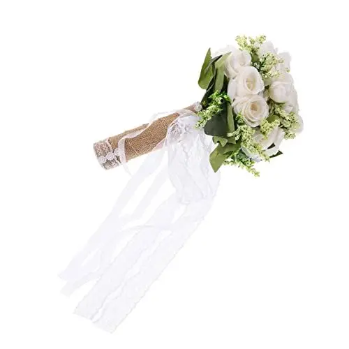 Produktbild: GANAZONO Strauß Brautsträuße Für Die Braut Blumensträuße Dekor Simulierte Braut Hält Blumensträuße Blühen Künstliche Rose Hochzeit Draussen Seidentuch Zubehör Brautjungfer Weiß