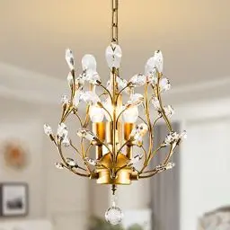 Produktbild: Ganeed Kristall Kronleuchter K9 Kristall Pendelleuchte Kronleuchter Leuchten Deckenleuchte für Wohnzimmer Schlafzimmer Restaurant Flur Gold 3 Lichter