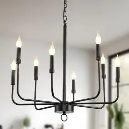 Produktbild: Ganeed Kronleuchter Deckenleuchte Retro Kücheninsel Hängende Pendelleuchte 71 cm Schwarz 8 Lichter