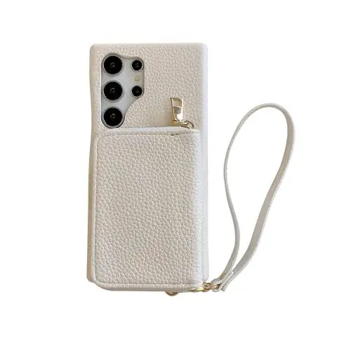 Produktbild: GANGANPRO mit Samsung Galaxy A24 4G Handyhülle,Strapazierfähiges PU-Leder mit Handgelenkschlaufe Reißverschluss Kartenhalter Brieftasche, Handyhüllen mit Samsung Galaxy A24 4G 6.5 Zoll – Weiß