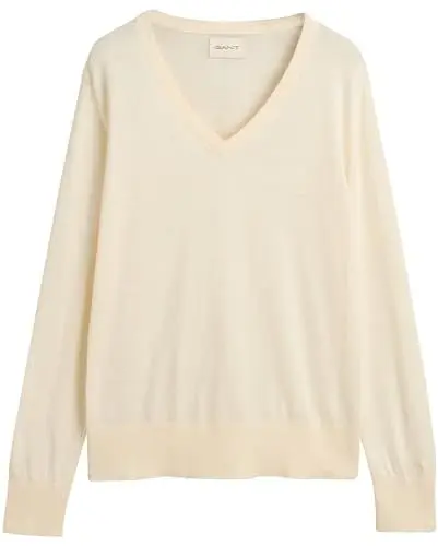 Produktbild: GANT Damen FINE Knit V-Neck Pullover, Cream, S