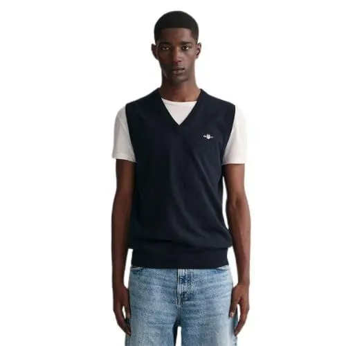 Produktbild: GANT Herren Classic Cotton Slipover Pullunder, Evening Blue, L EU