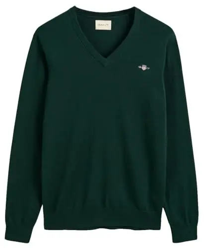 Produktbild: GANT Herren Classic Cotton V-Neck Pullover, Tartan Green, XL