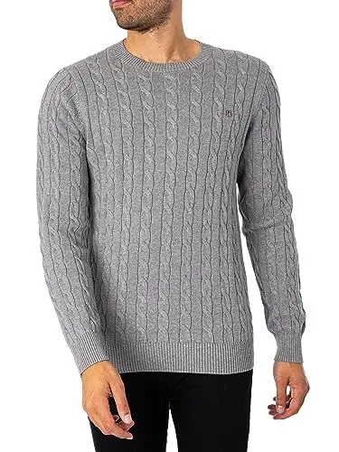 Produktbild: GANT Herren Cotton Cable C-neck Pullover, Grey Melange, L EU